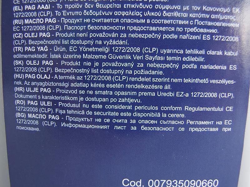 Ulje pag iso46 bez boje, 1l  za r134a