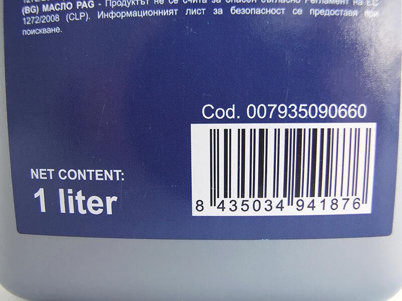 Ulje pag iso46 bez boje, 1l  za r134a
