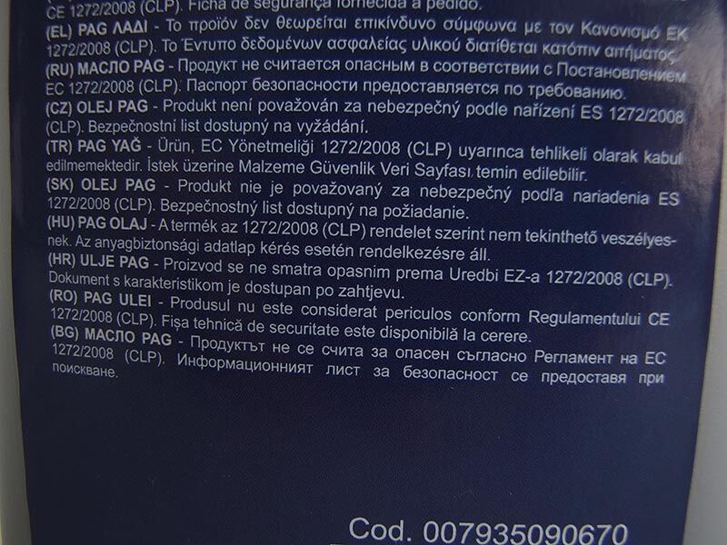 Ulje univerzalno pag 100 bez boje, 1l  za r134a