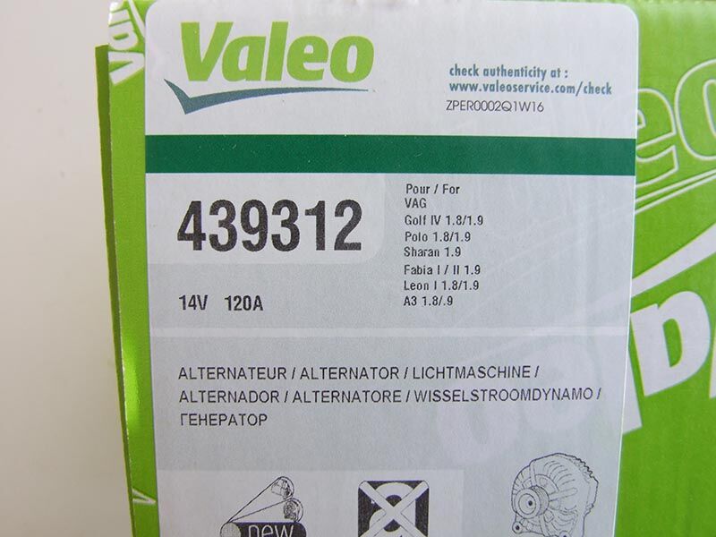 Alternator valeo 12v 120a 6pk vw golf iv 1.9tdi audi a4