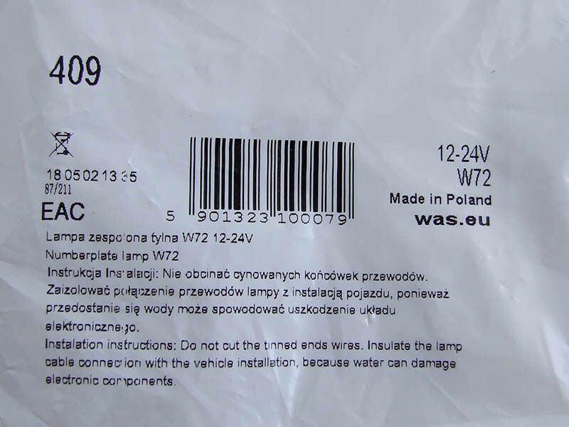 Svjetlo registracijske tablice led